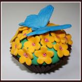 Butterfly with Yellow Flowers Cupcake