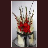 White Tower with Red Flowers Smashing Cake