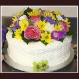 Basket Weave with Fresh Flowers Cake