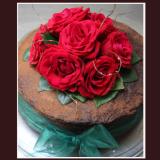 Round Mud Cake with Fresh Roses